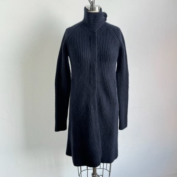 Akris Sweaters - AKRIS BERGDORF GOODMAN Navy Cashmere Ribbed Sweater Dress Cardigan